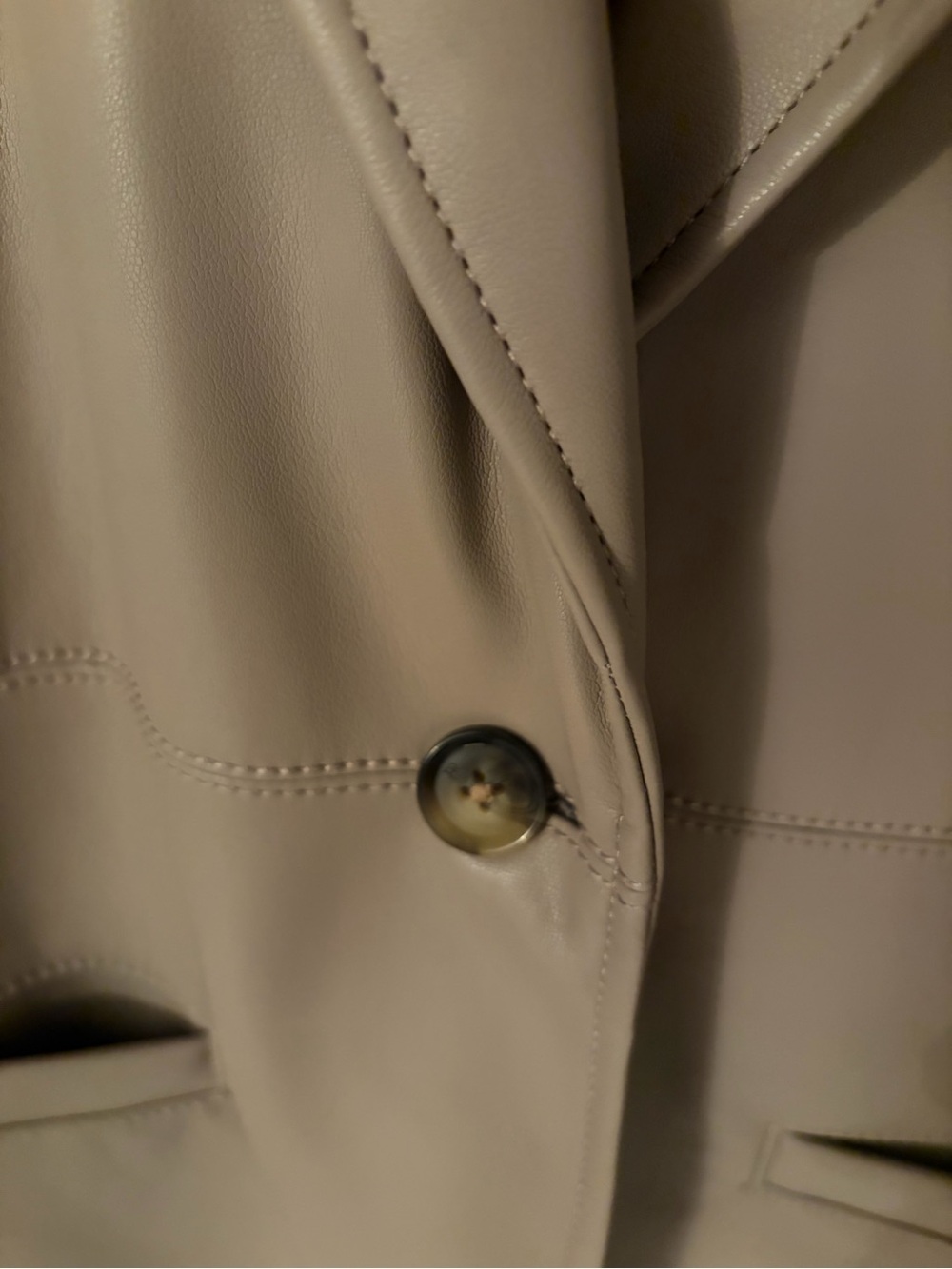 Banana Republic Taupe Faux Vegan Leather Blazer Size 2 Like New Excellent - Picture 6 of 9